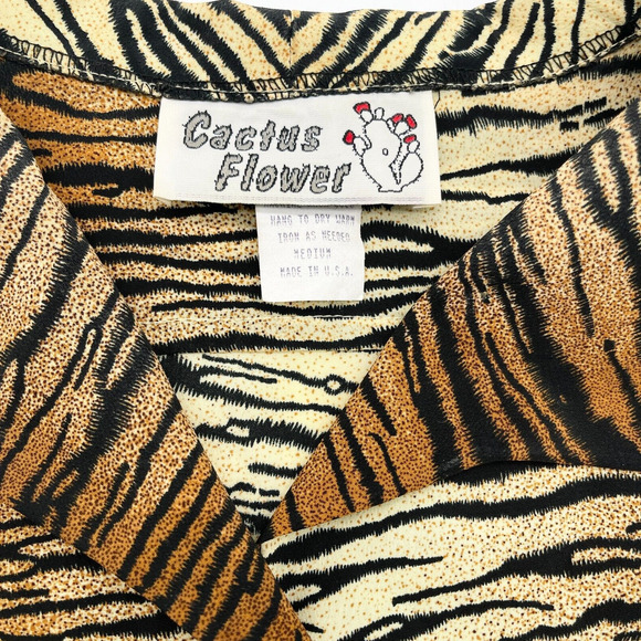VTG Cactus Flower Womens Western Blouse Size Medium Zebra Stripe Cowgirl Rodeo - Picture 6 of 8